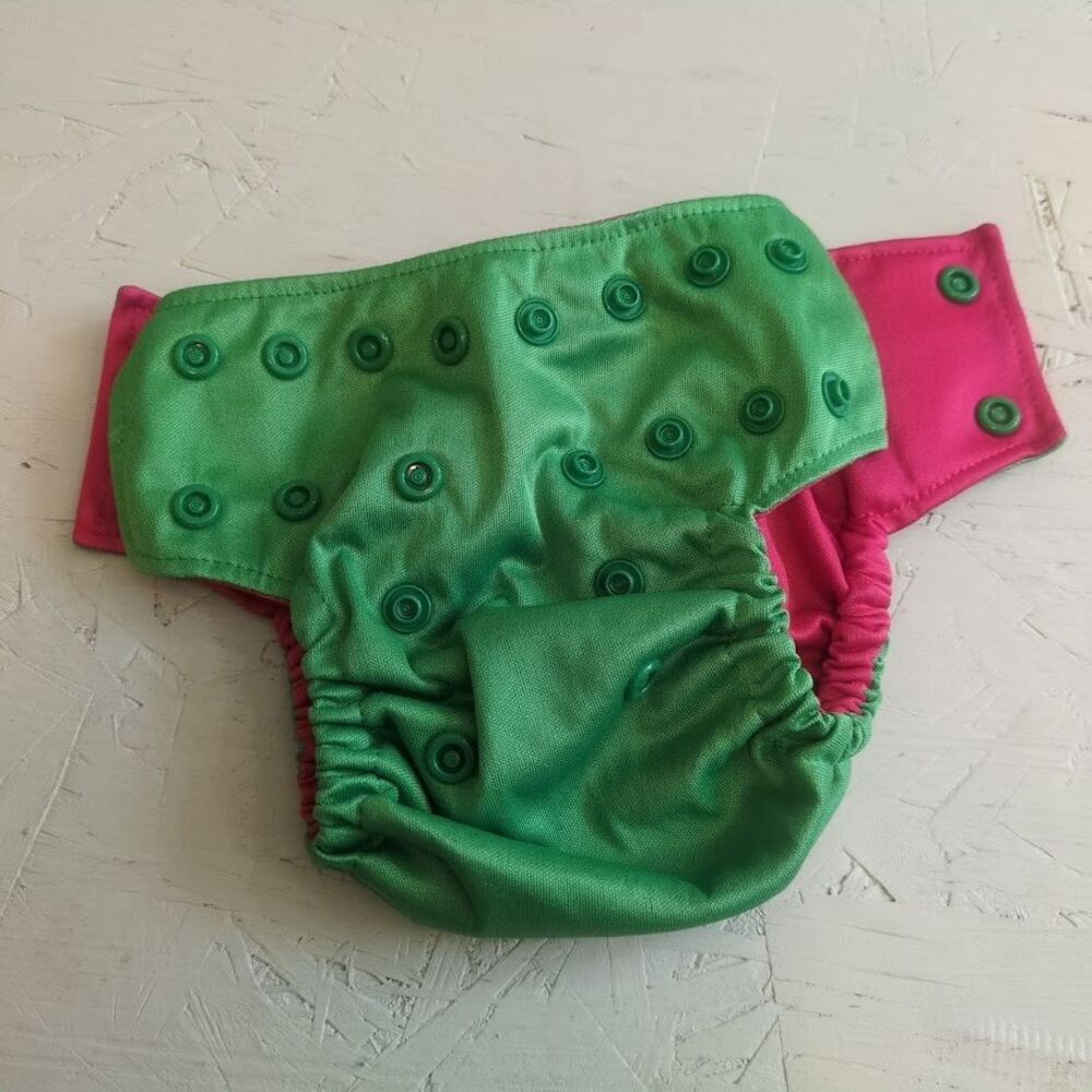 Bella Luna Pocket Cloth Diaper Small Green Pink No Insert
